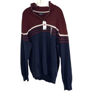 Nautica NEW NWT Mens 2XL Navy Maroon & White Quarter Zip Pullover Sweater